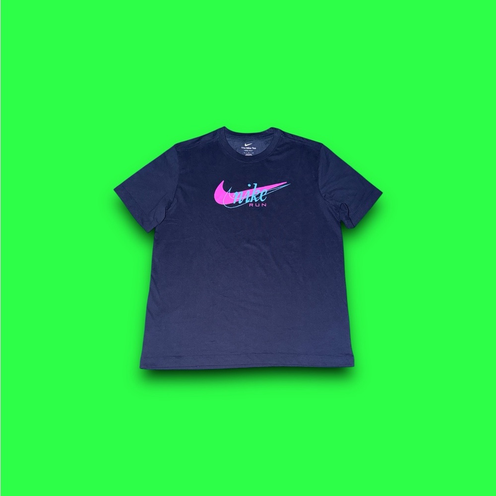 The nike tee Nike run swoosh dri-fit shirt navy blue men’s medium - Picture 2 of 4